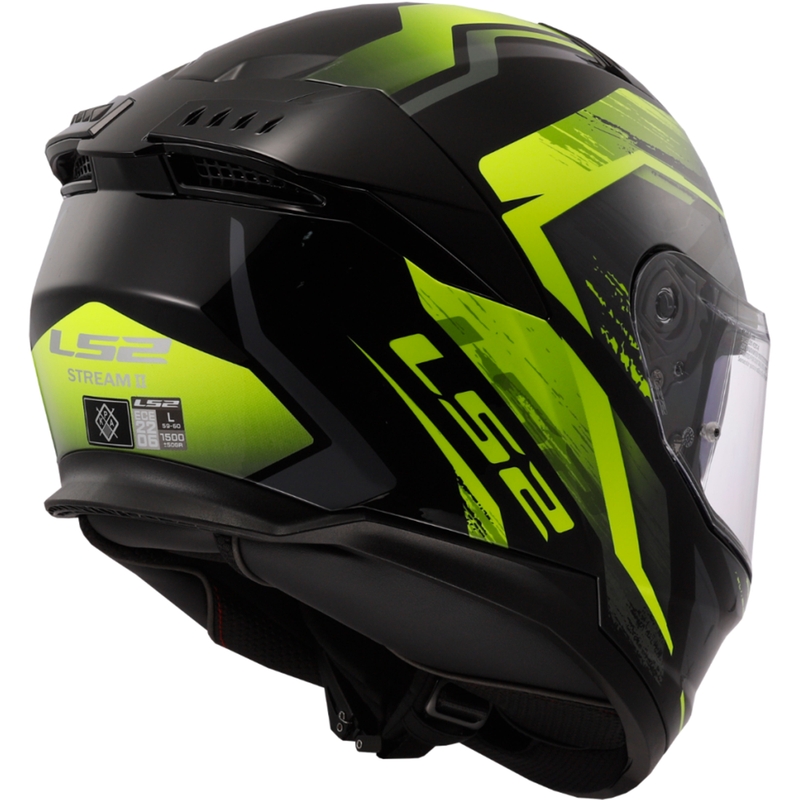 Casco integrale da moto LS2 FF808 Stream II Fury nero-giallo fluo