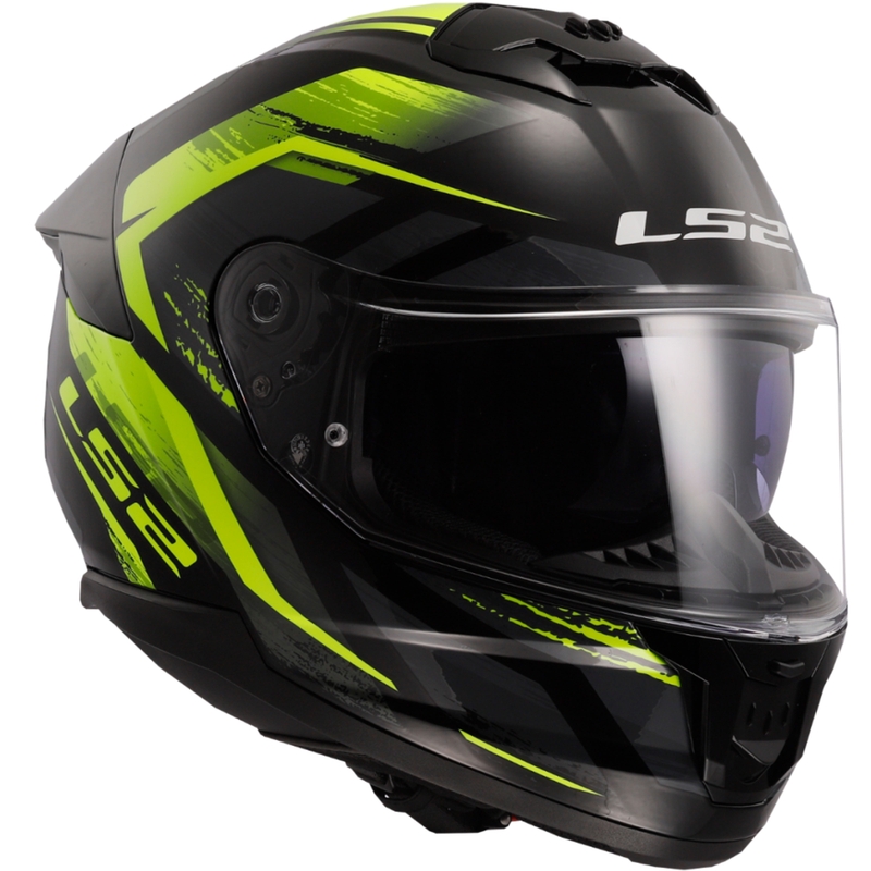 Casco integrale da moto LS2 FF808 Stream II Fury nero-giallo fluo