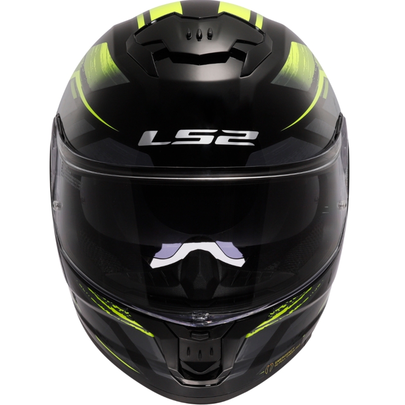 Casco integrale da moto LS2 FF808 Stream II Fury nero-giallo fluo