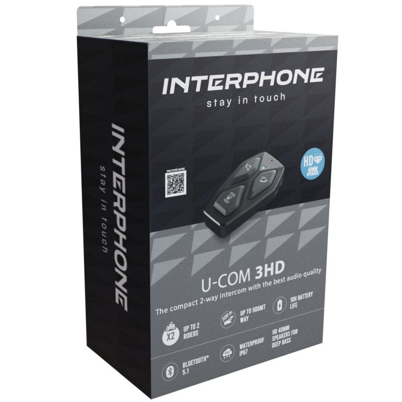 Auricolare Bluetooth per caschi chiusi e aperti Interphone U-COM3 con altoparlanti HD