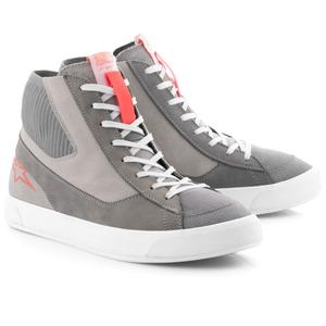 Stivali da moto Alpinestars Stated grigio chiaro-rosso fluo-bianco