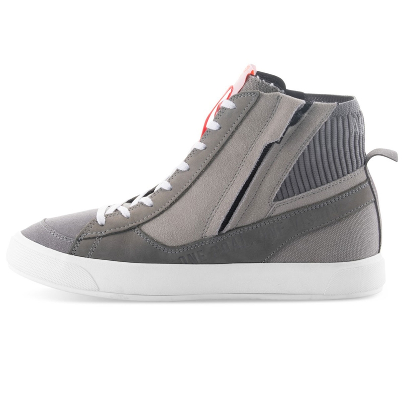 Stivali da moto Alpinestars Stated grigio chiaro-rosso fluo-bianco