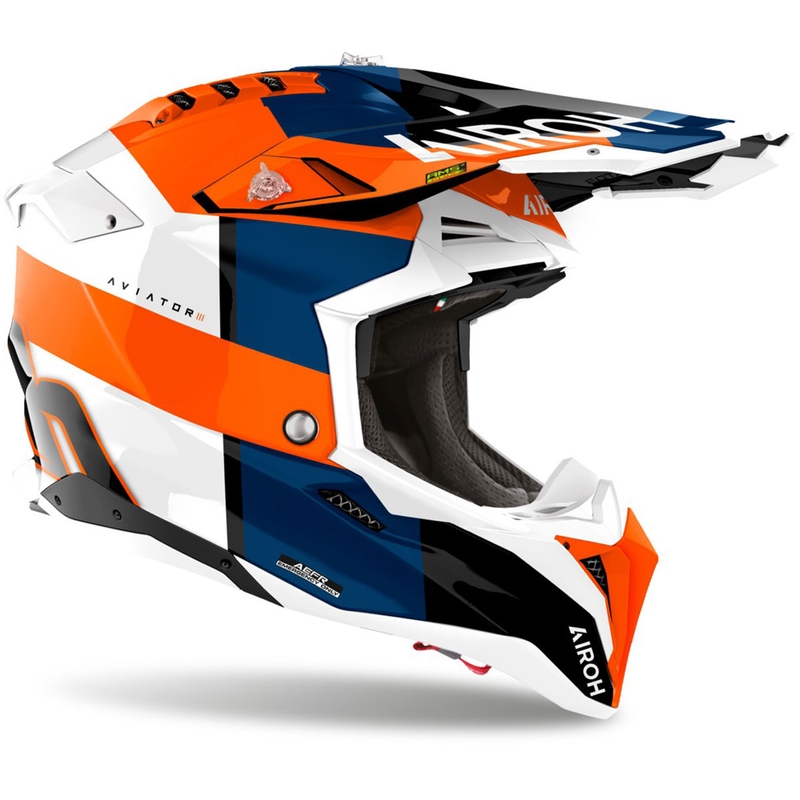 Casco da motocross Airoh Aviator 3 Monarch arancione lucido