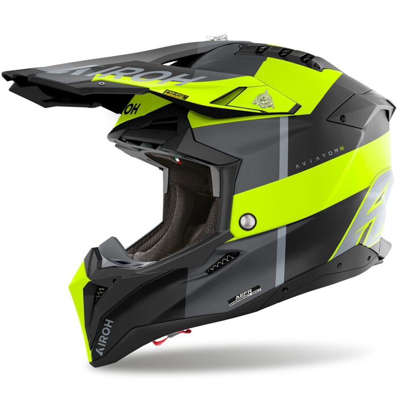 Casco da motocross Airoh Aviator 3 Monarch giallo opaco