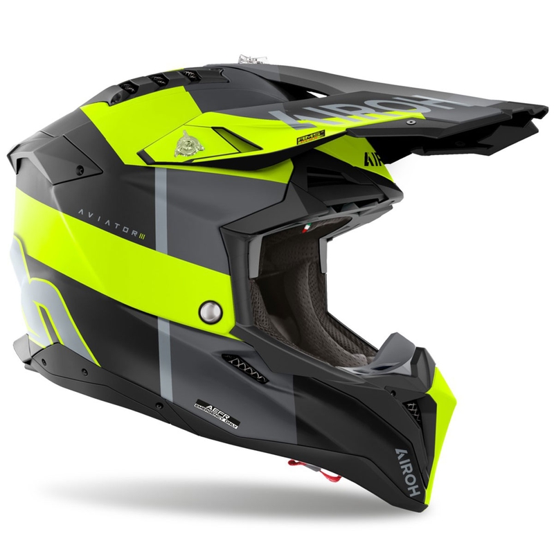 Casco da motocross Airoh Aviator 3 Monarch giallo opaco