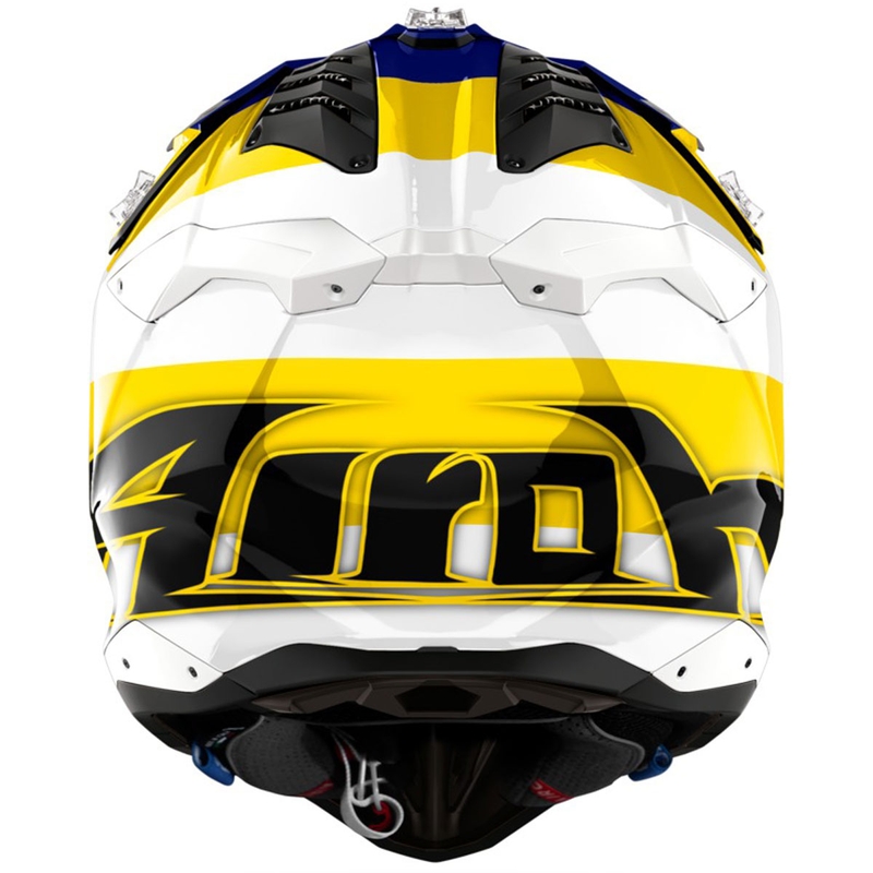 Casco da motocross Airoh Aviator 3 Monarch blu-giallo lucido