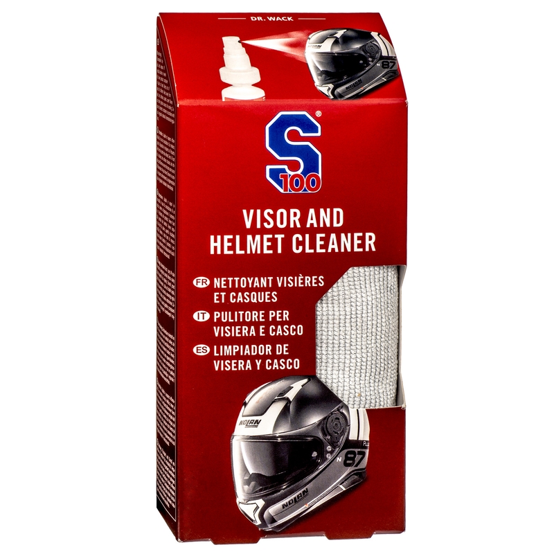 Pulitore per visiere e caschi S100 con panno in microfibra - Pulitore per visiere e caschi 100 ml