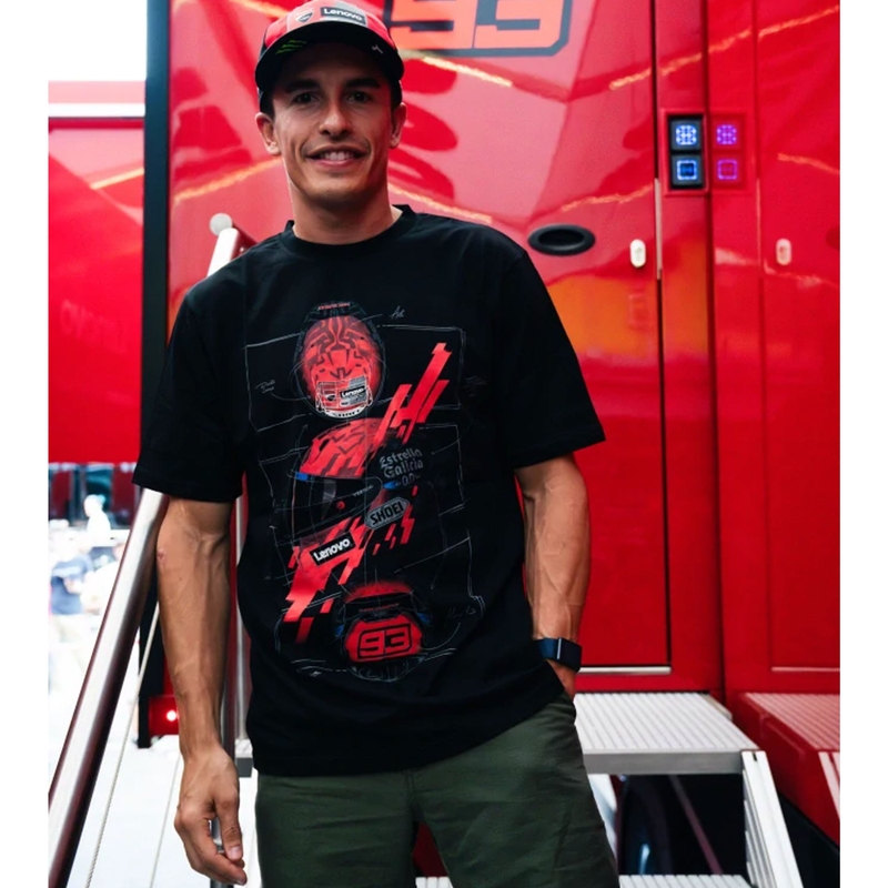 Maglietta Ducati Marc Marquez - casco MotoGP nero-rosso