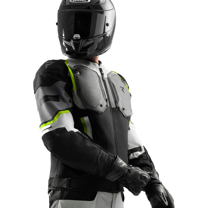 Giacca da moto Rebelhorn Borg II nera-grigia-giallo fluo