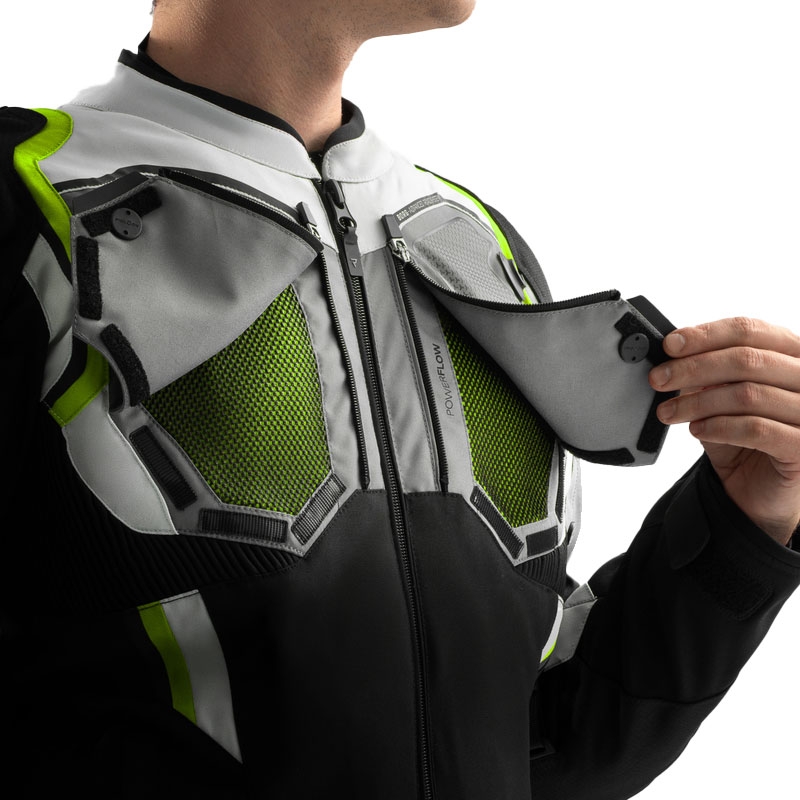 Giacca da moto Rebelhorn Borg II nera-grigia-giallo fluo