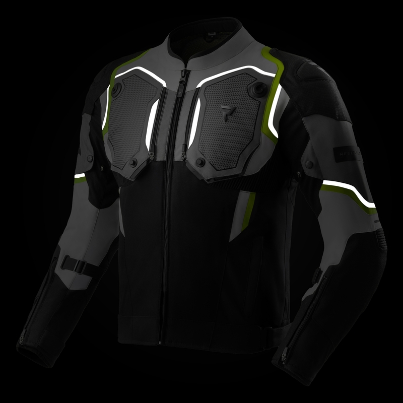 Giacca da moto Rebelhorn Borg II nera-grigia-giallo fluo