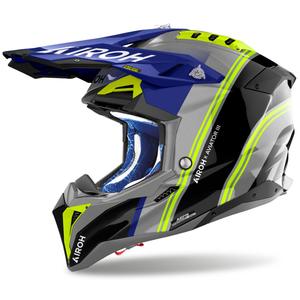 Casco da motocross Airoh Aviator 3 Hima blu lucido