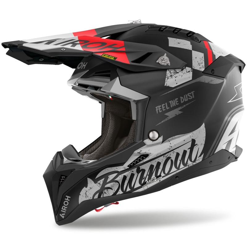 Casco da motocross Airoh Aviator 3 Burnout nero opaco