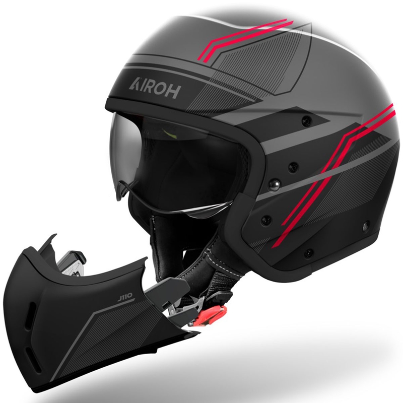 Casco moto modulare Airoh J110 Slim rosso opaco