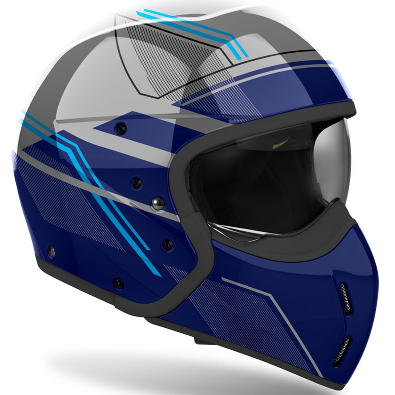 Casco moto modulare Airoh J110 Slim blu lucido