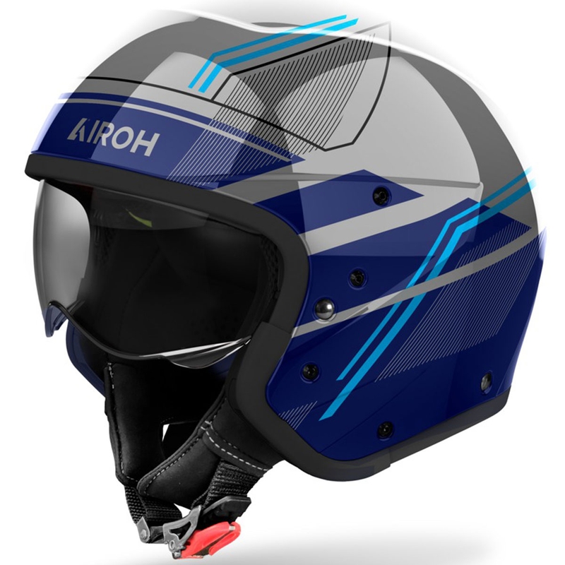 Casco moto modulare Airoh J110 Slim blu lucido