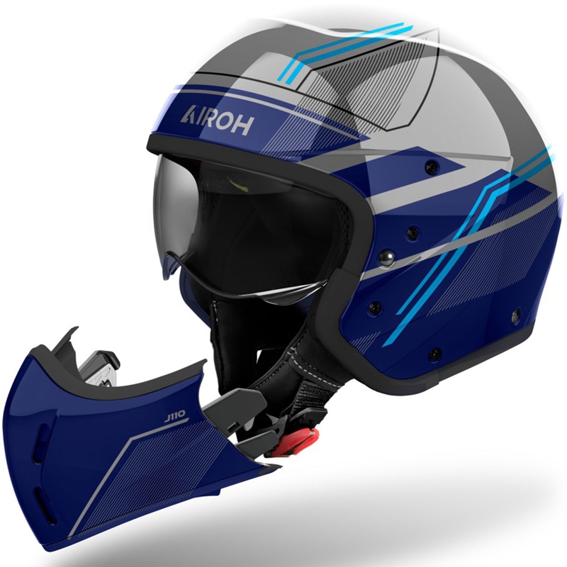 Casco moto modulare Airoh J110 Slim blu lucido