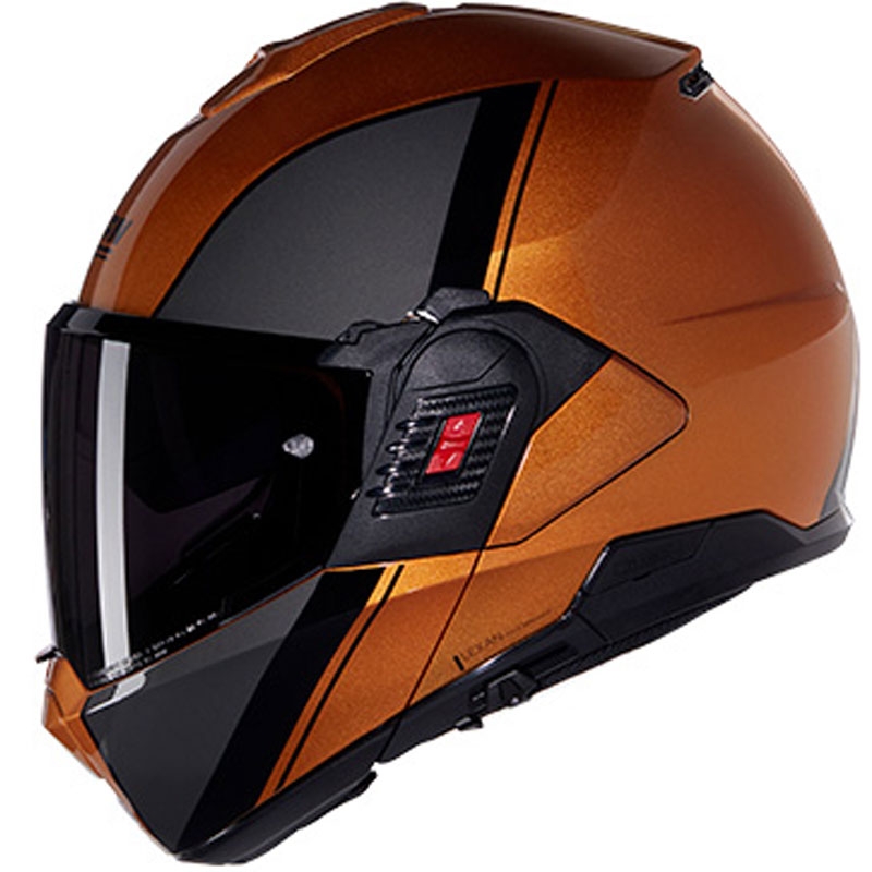 Casco moto apribile Nolan N120-1 Verniciatura Speciale N-COM 342 ocra-nero