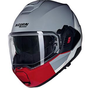 Casco moto apribile Nolan N120-1 Grafo N-COM 349 grigio-bianco-rosso