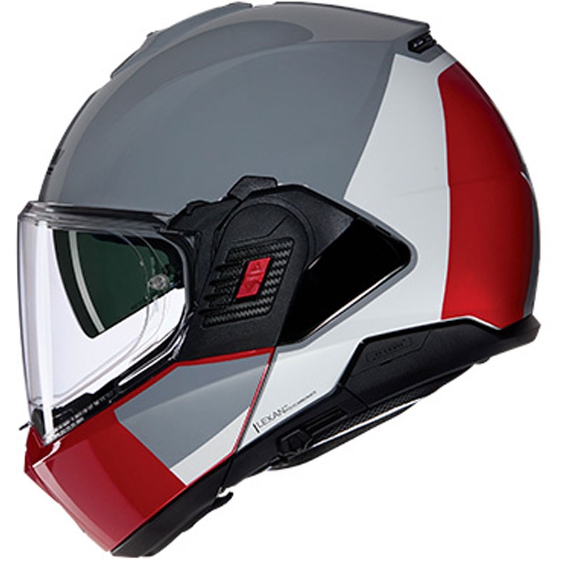 Casco moto apribile Nolan N120-1 Grafo N-COM 349 grigio-bianco-rosso