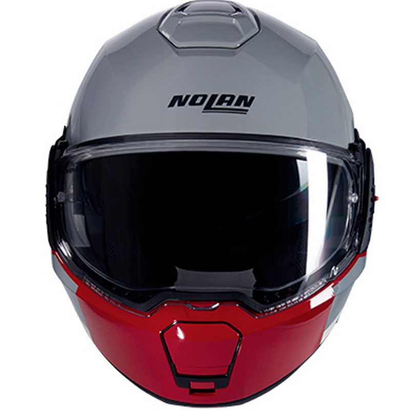 Casco moto apribile Nolan N120-1 Grafo N-COM 349 grigio-bianco-rosso