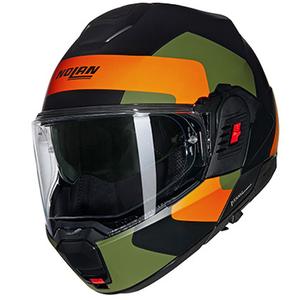 Casco moto apribile Nolan N120-1 Omocromo N-COM 345 nero-arancio-verde