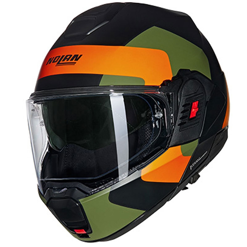 Casco moto apribile Nolan N120-1 Omocromo N-COM 345 nero-arancio-verde