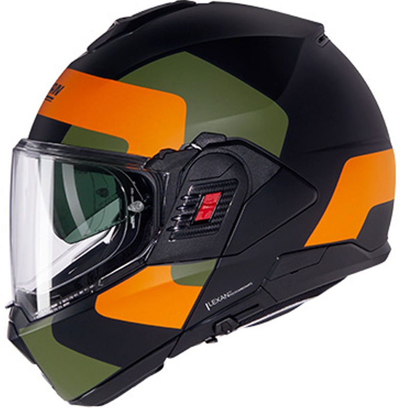 Casco moto apribile Nolan N120-1 Omocromo N-COM 345 nero-arancio-verde