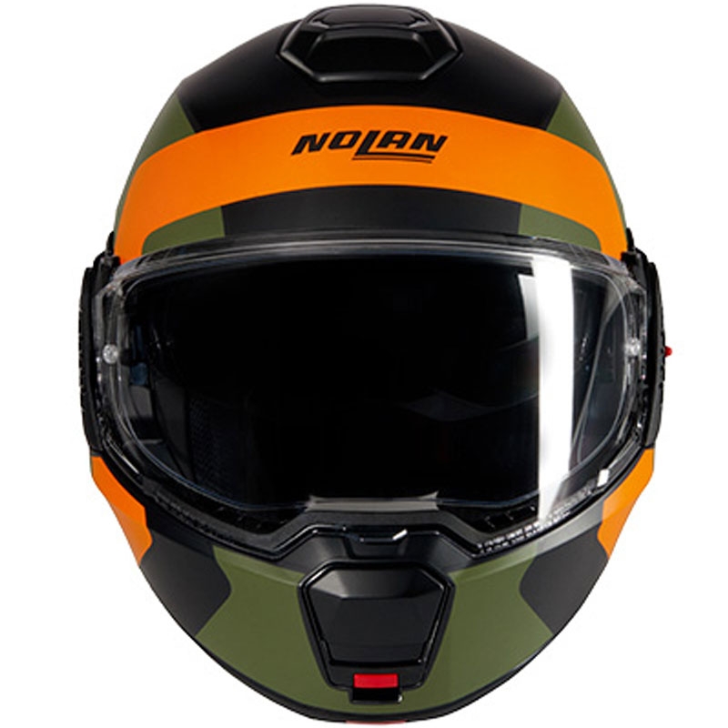 Casco moto apribile Nolan N120-1 Omocromo N-COM 345 nero-arancio-verde