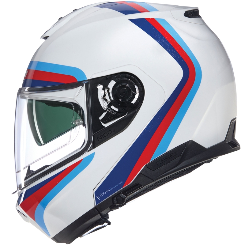 Casco moto apribile Nolan N100-6 Assoluto N-COM 347 bianco-rosso-blu