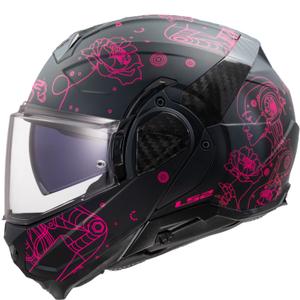 Casco moto flip-up LS2 FF910 Advant II Sophia nero-rosa