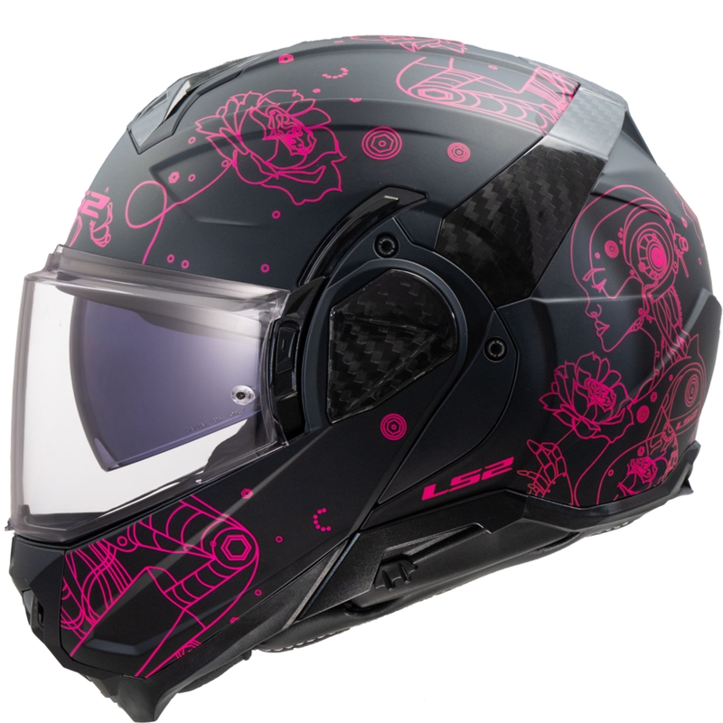 Casco moto flip-up LS2 FF910 Advant II Sophia nero-rosa