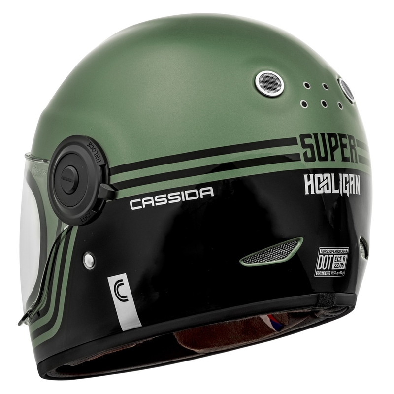 Casco integrale da moto Cassida Fibre Super Hooligan nero-verde in offerta - II. qualità