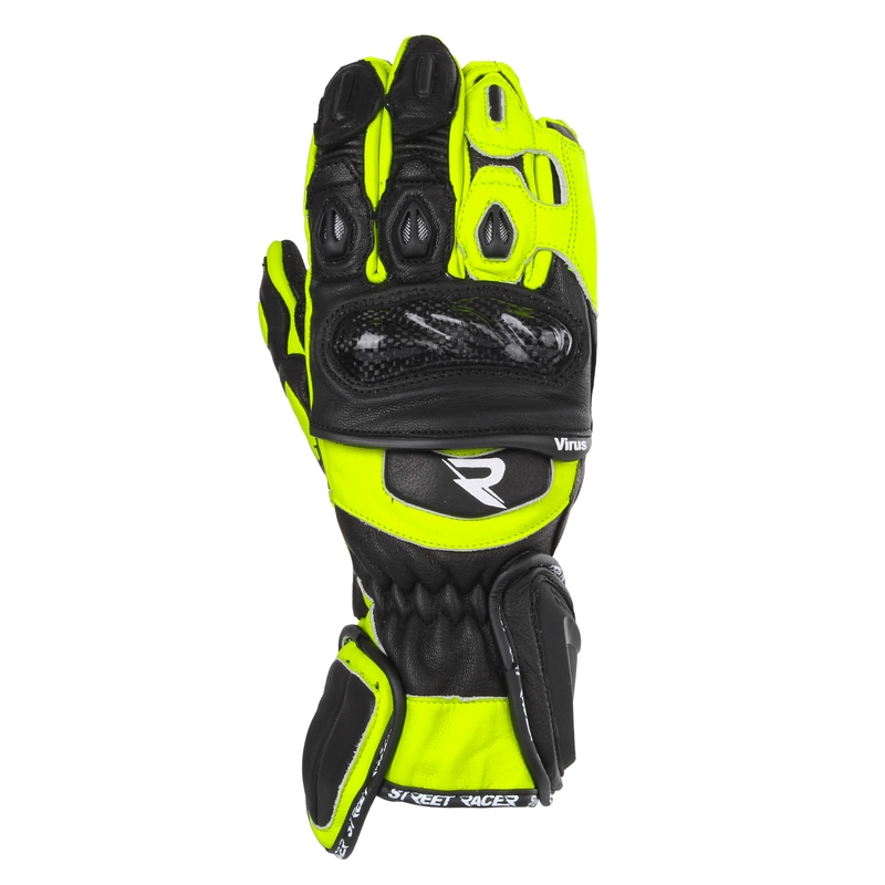 Guanti da moto Street Racer Virus 2 nero-giallo fluo - II. qualità