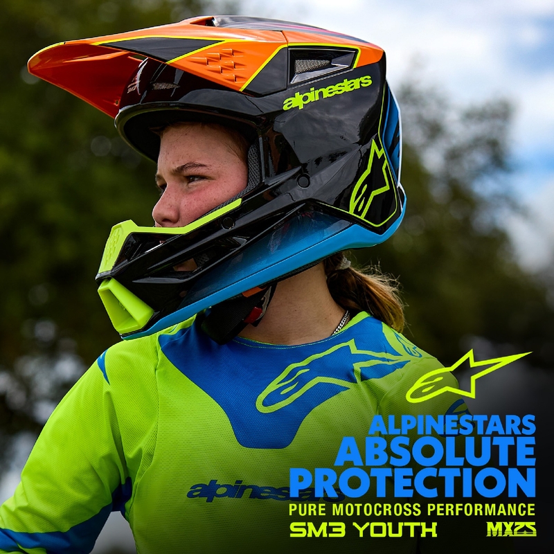 Casco da motocross per bambini Alpinestars S-M3 Solid Nero Opaco - II. qualità