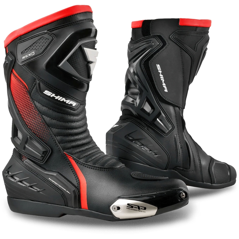 Stivali da moto Shima RSX-6 nero-rosso fluo