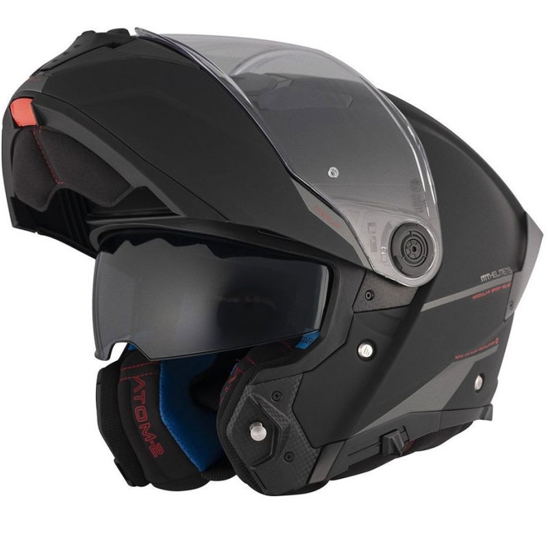 Casco moto apribile MT ATOM 2 SV SOLID A1 nero opaco
