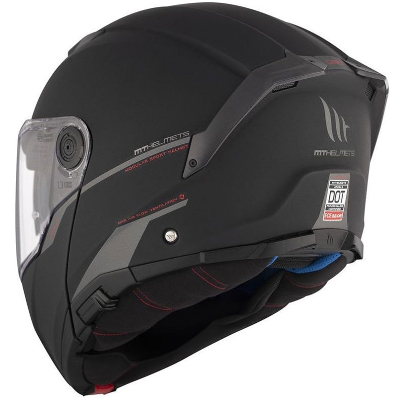 Casco moto apribile MT ATOM 2 SV SOLID A1 nero opaco