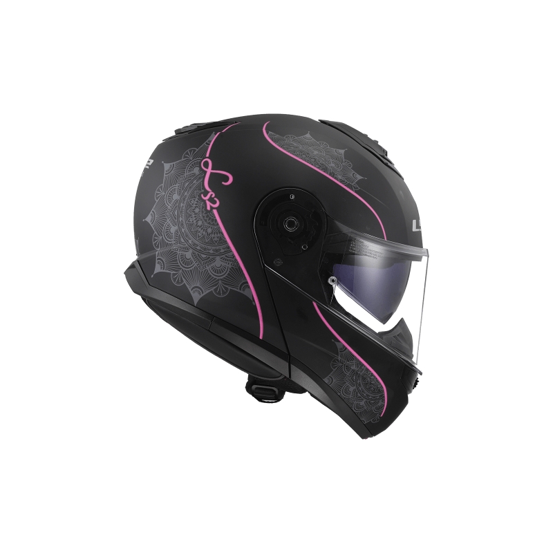 Casco modulare LS2 FF908 Strobe II Lux nero-rosa