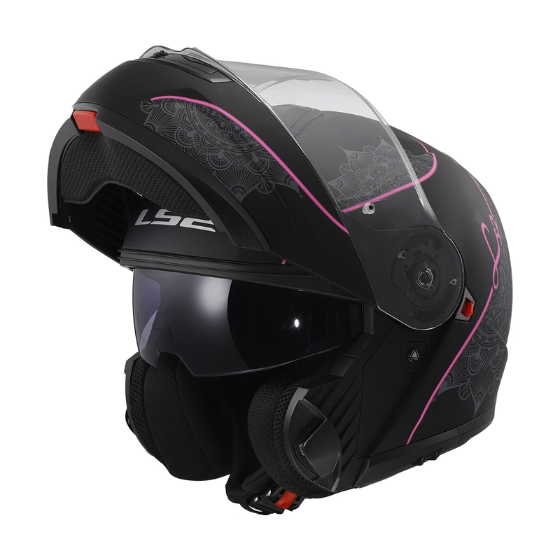 Casco modulare LS2 FF908 Strobe II Lux nero-rosa