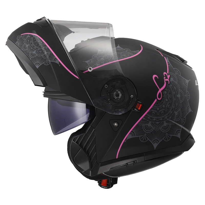 Casco modulare LS2 FF908 Strobe II Lux nero-rosa