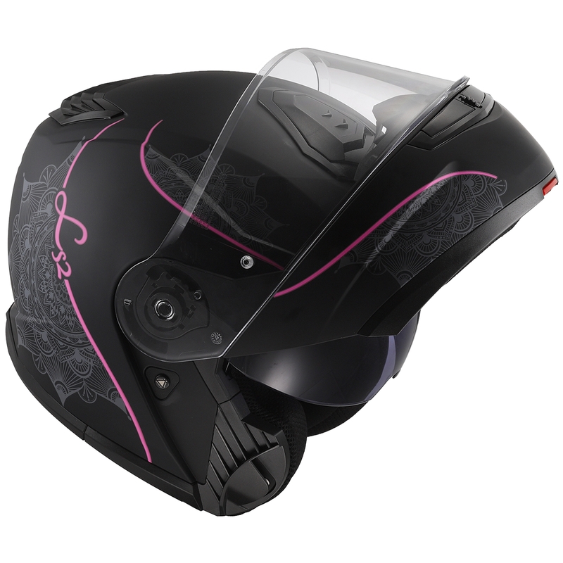 Casco modulare LS2 FF908 Strobe II Lux nero-rosa