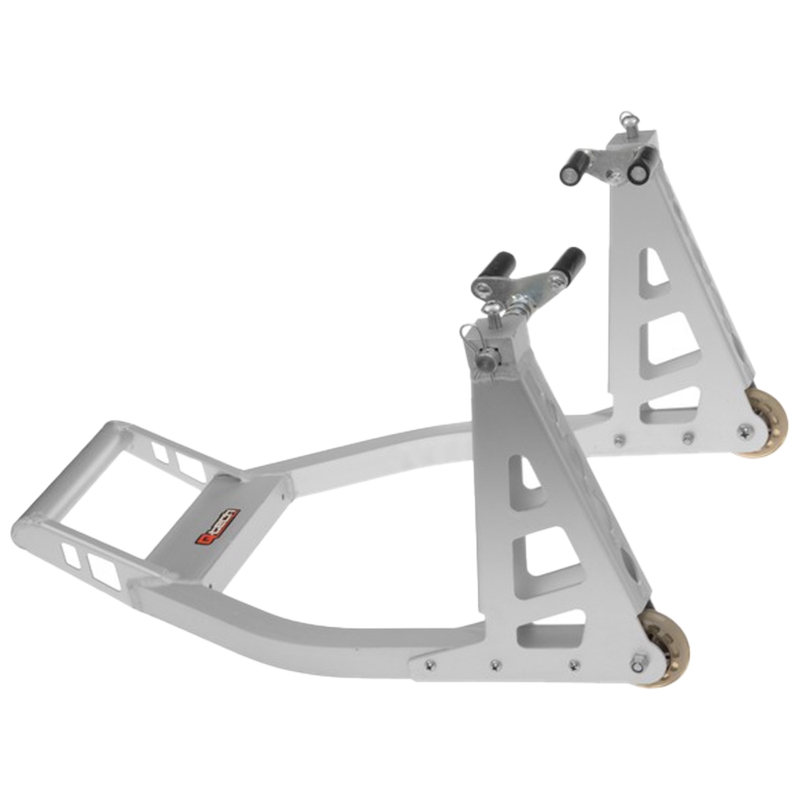 Cavalletto moto Q-TECH anteriore in alluminio argento