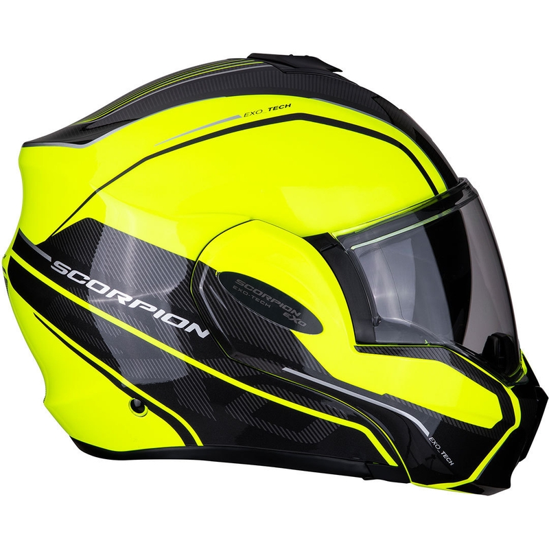 Překlápěcí přilba Scorpion EXO-TECH Time-Off fluo žluto-stříbrná výprodej