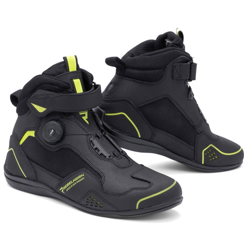 Stivali da moto Rebelhorn Spark II nero-giallo fluo