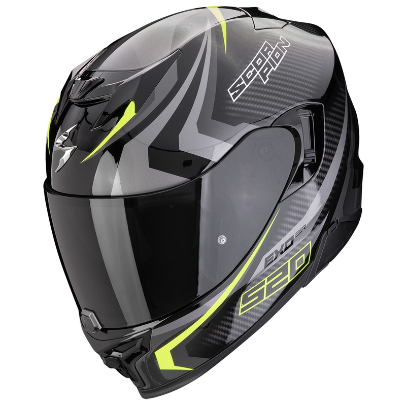 Casco integrale da moto Scorpion EXO-520 EVO AIR TERRA nero-argento-giallo fluo Saldi