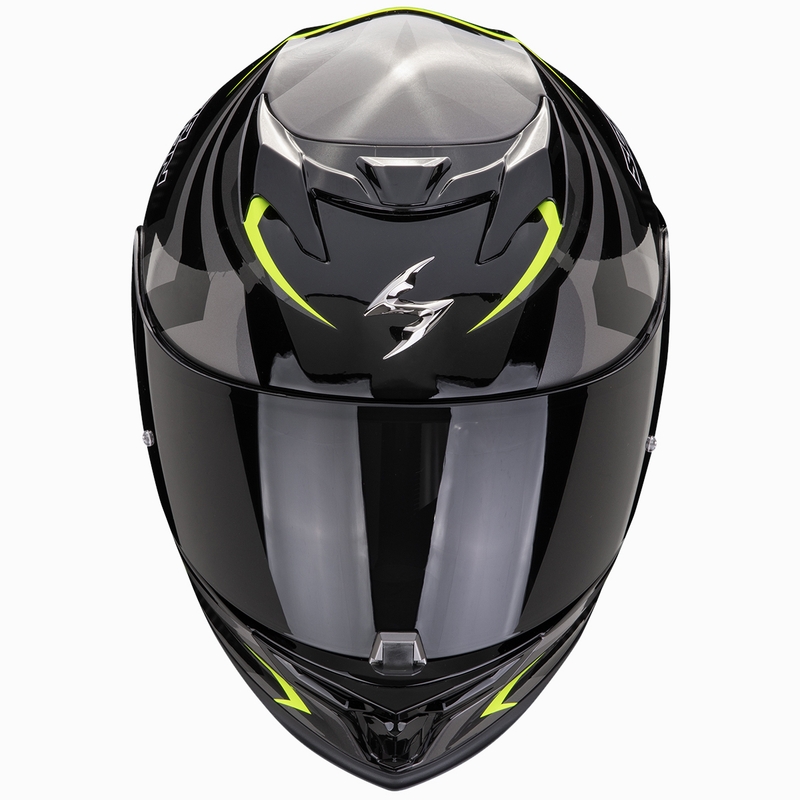 Casco integrale da moto Scorpion EXO-520 EVO AIR TERRA nero-argento-giallo fluo Saldi
