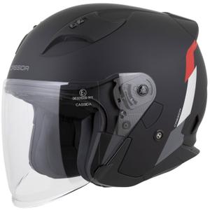 Casco da moto aperto Cassida Reflex 2.0 Safety nero opaco-rosso-grigio-argento riflettente