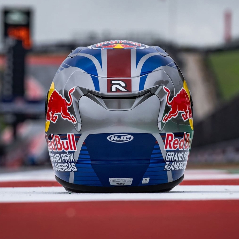 Casco integrale da moto HJC RPHA 12 Red Bull Austin GP II MC21 blu-grigio