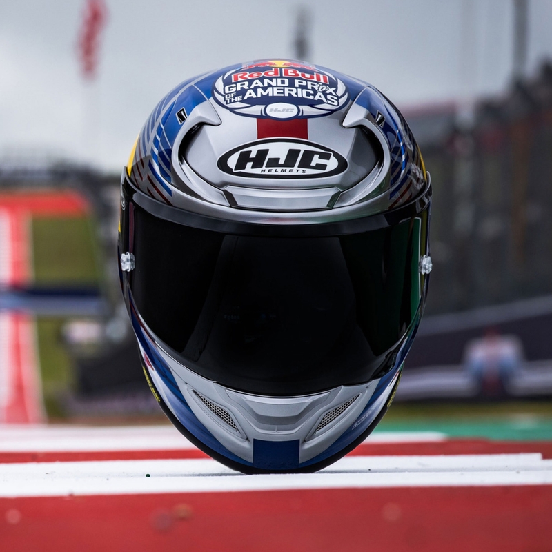 Casco integrale da moto HJC RPHA 12 Red Bull Austin GP II MC21 blu-grigio